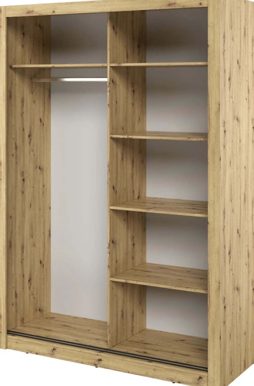 Zestawy Mebli Do Sypialni|Szafy Dwudrzwiowe>lenart. Szafa przesuwna z lustrem 150 cm ARTI z półkami i drążkiem dąb artisan