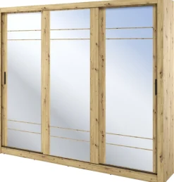 Zestawy Mebli Do Sypialni|Szafy Trzydrzwiowe>lenart. Szafa przesuwna z lustrem 250 cm do sypialni ARTI dąb artisan