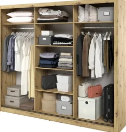 Zestawy Mebli Do Sypialni|Szafy Trzydrzwiowe>lenart. Szafa przesuwna z lustrem 250 cm do sypialni ARTI dąb artisan