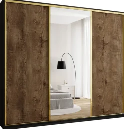 Szafy Trzydrzwiowe|Szafy Przesuwne>BROMARKT Szafa przesuwna z lustrem 280 cm GOLD NEW MAX