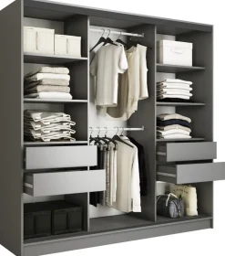 Szafy Trzydrzwiowe|Szafy Do Przedpokoju>BROMARKT Szafa przesuwna z lustrem do sypialni 200 cm LOFT grafit