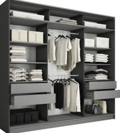 Zestawy Mebli Do Przedpokoju|Szafy Trzydrzwiowe>BROMARKT Szafa przesuwna z lustrem 250 cm z szufladami LOFT MAX