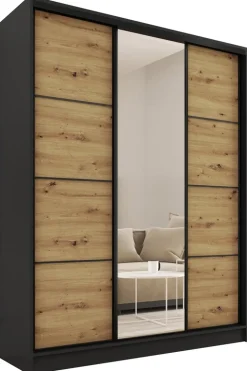 Zestawy Mebli Do Przedpokoju|Szafy Trzydrzwiowe>BROMARKT Szafa przesuwna z lustrem 150 cm LOFT