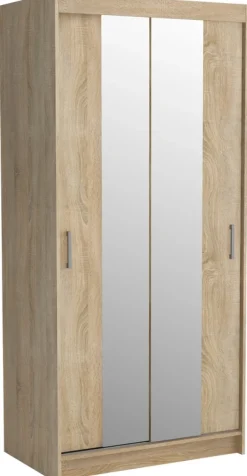 Zestawy Mebli Do Przedpokoju|Szafy Dwudrzwiowe>Meblohand Szafa przesuwna z lustrem 120 cm NASTE dąb sonoma