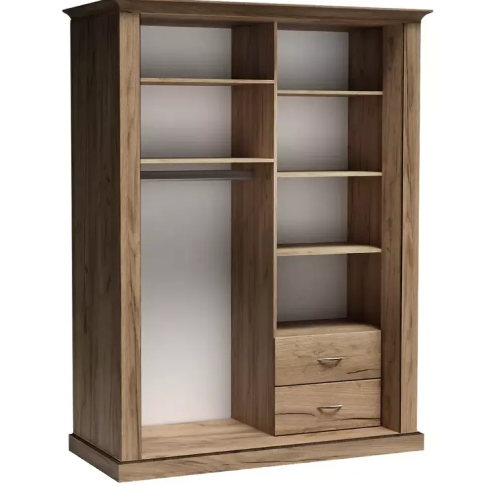 Zestawy Mebli Do Sypialni|Szafy Dwudrzwiowe>JARSTOL Szafa przesuwna z lustrem półki szuflady 146 cm ADRE