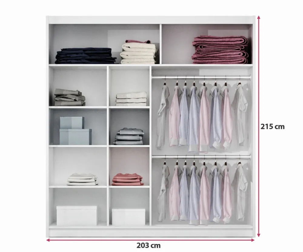 Szafy Dwudrzwiowe|Szafy Z Lustrem>Stolar Szafa przesuwna z lustrem i półkami 200 cm VOTIS dąb sonoma