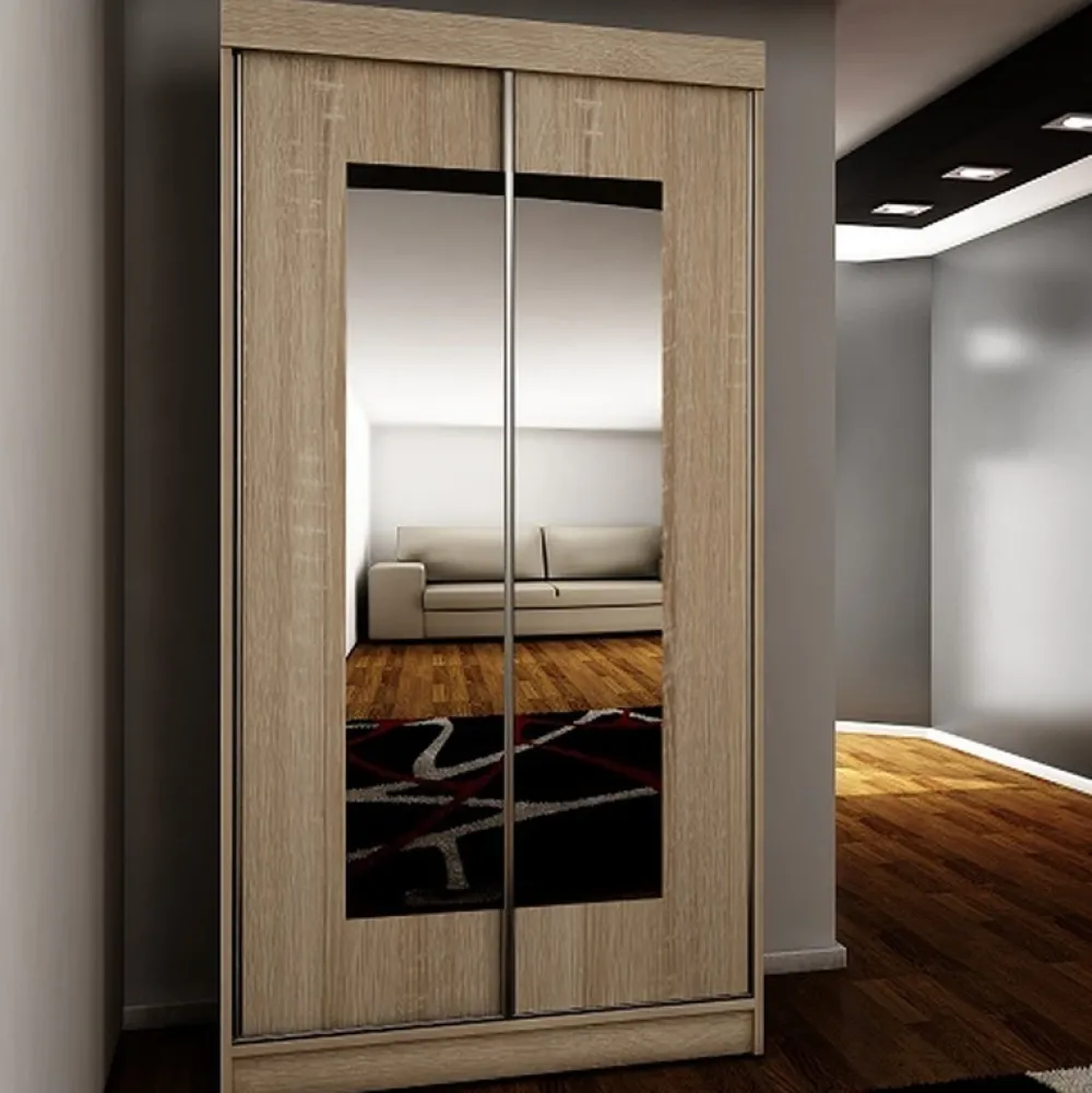 Szafy Dwudrzwiowe|Szafy Z Lustrem>KIER Szafa przesuwna z lustrem 100 cm dwudrzwiowa TARO dąb sonoma