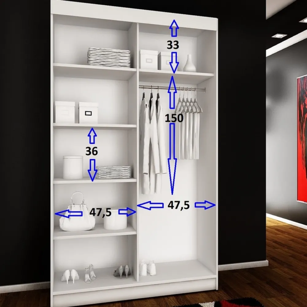 Szafy Dwudrzwiowe|Szafy Z Lustrem>KIER Szafa przesuwna z lustrem 100 cm dwudrzwiowa TARO dąb sonoma