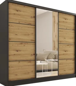 Zestawy Mebli Do Przedpokoju|Szafy Trzydrzwiowe>BROMARKT Szafa przesuwna z lustrem 200 cm LOFT