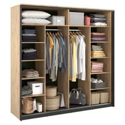 Zestawy Mebli Do Sypialni|Zestawy Mebli Do Przedpokoju>lenart. Szafa przesuwna z lustrem 220 cm QUANT dąb artisan loft