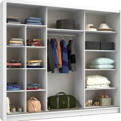 Szafy Trzydrzwiowe|Szafy Młodzieżowe>MEBLOSIEK Szafa przesuwna z lustrem 247 cm do salonu BALI biała biały