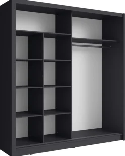 Zestawy Mebli Do Przedpokoju|Szafy Dwudrzwiowe>MEBLOSIEK Szafa przesuwna z lustrem 204 cm do salonu BALI szary grafit