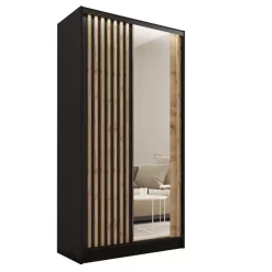 Zestawy Mebli Do Przedpokoju|Szafy Trzydrzwiowe>BROMARKT Szafa przesuwna z lustrem i lamelami 100 cm LAMEL 3D