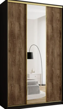 Szafy Trzydrzwiowe|Szafy Z Lustrem>BROMARKT Szafa przesuwna z lustrem 150 cm glamour GOLD NEW MAX lefkas