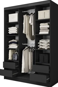 Zestawy Mebli Do Przedpokoju|Szafy Trzydrzwiowe>BROMARKT Szafa przesuwna z półkami 150 cm BEST lustro drążki szuflady