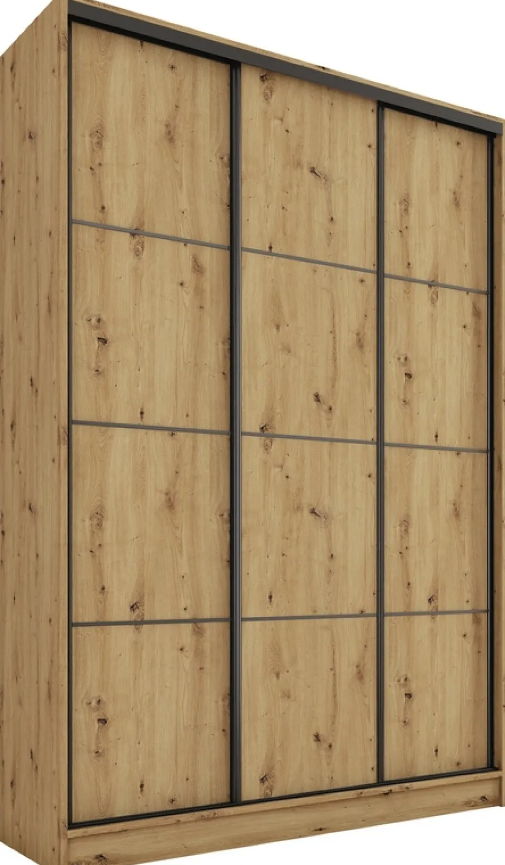 Zestawy Mebli Do Przedpokoju|Szafy Trzydrzwiowe>BROMARKT Szafa przesuwna z szufladami 150 cm LOFT MAX dąb artisan