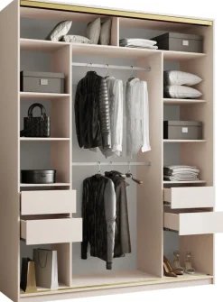 Szafy Trzydrzwiowe|Szafy Do Przedpokoju>BROMARKT Szafa trzydrzwiowa 180 cm GOLD NEW MAX beż piaskowy