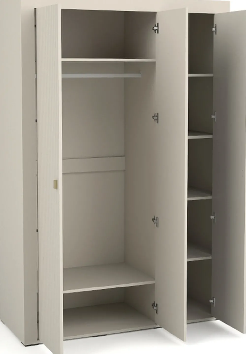 Meble Młodzieżowe|Zestawy Mebli Do Sypialni>DOLMAR Szafa trzydrzwiowa 137 cm z półkami i drążkiem MISTY cashmere kaszmir
