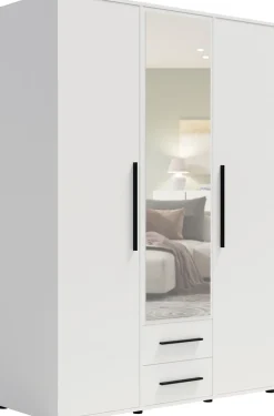 Zestawy Mebli Do Sypialni|Szafy Trzydrzwiowe>GiB Meble Szafa trzydrzwiowa z lustrem 150 cm do sypialni biała MAXIDO biały