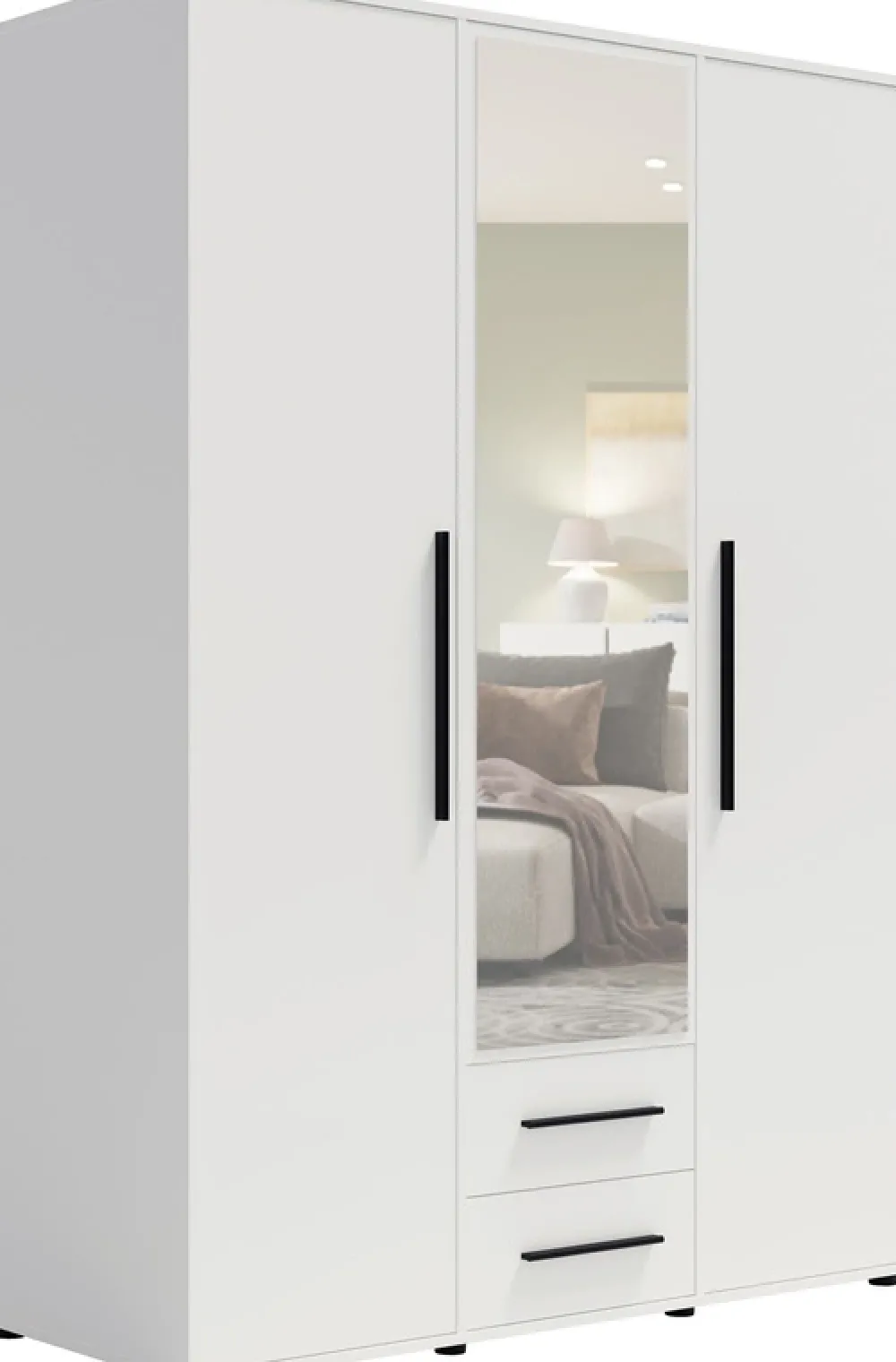 Zestawy Mebli Do Sypialni|Szafy Trzydrzwiowe>GiB Meble Szafa trzydrzwiowa z lustrem 150 cm do sypialni biała MAXIDO biały