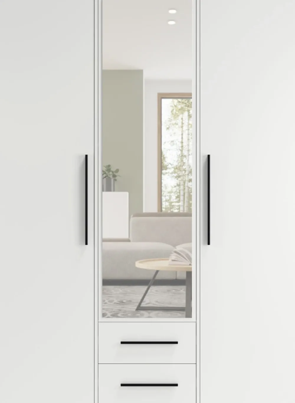 Zestawy Mebli Do Sypialni|Szafy Trzydrzwiowe>GiB Meble Szafa trzydrzwiowa z lustrem 150 cm do sypialni biała MAXIDO biały