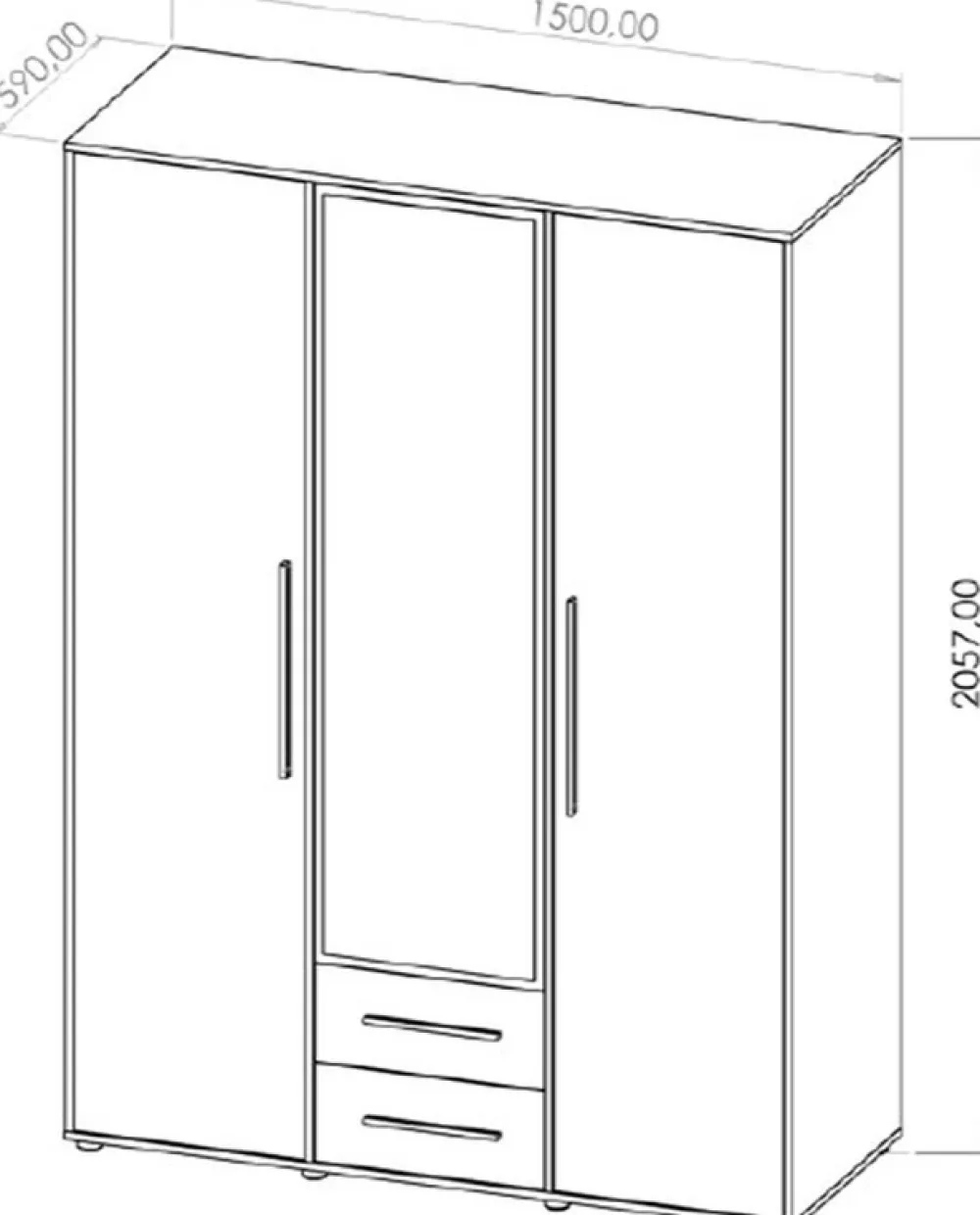 Zestawy Mebli Do Sypialni|Szafy Trzydrzwiowe>GiB Meble Szafa trzydrzwiowa z lustrem 150 cm do sypialni biała MAXIDO biały