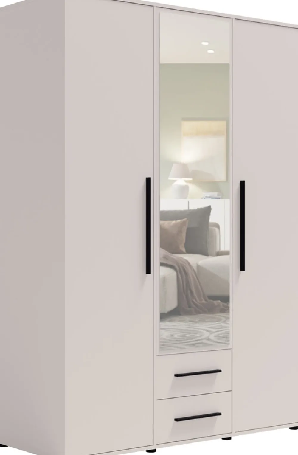 Zestawy Mebli Do Sypialni|Szafy Trzydrzwiowe>GiB Meble Szafa trzydrzwiowa z lustrem 150 cm do sypialni MAXIDO kaszmir