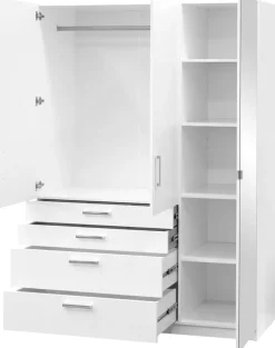Meble Dla Dzieci|Szafy Trzydrzwiowe>Stolar Szafa uchylna z lustrem i szufladami biała 150 cm POLAR