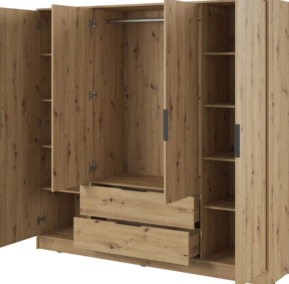 Meble Młodzieżowe|Szafy Do Przedpokoju>PIASKI Szafa uchylna z półkami i drążkiem 206 cm KAMIS dąb artisan