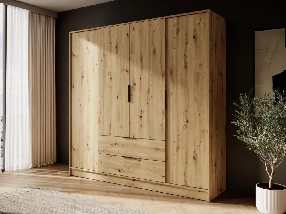 Meble Młodzieżowe|Szafy Do Przedpokoju>PIASKI Szafa uchylna z półkami i drążkiem 206 cm KAMIS dąb artisan