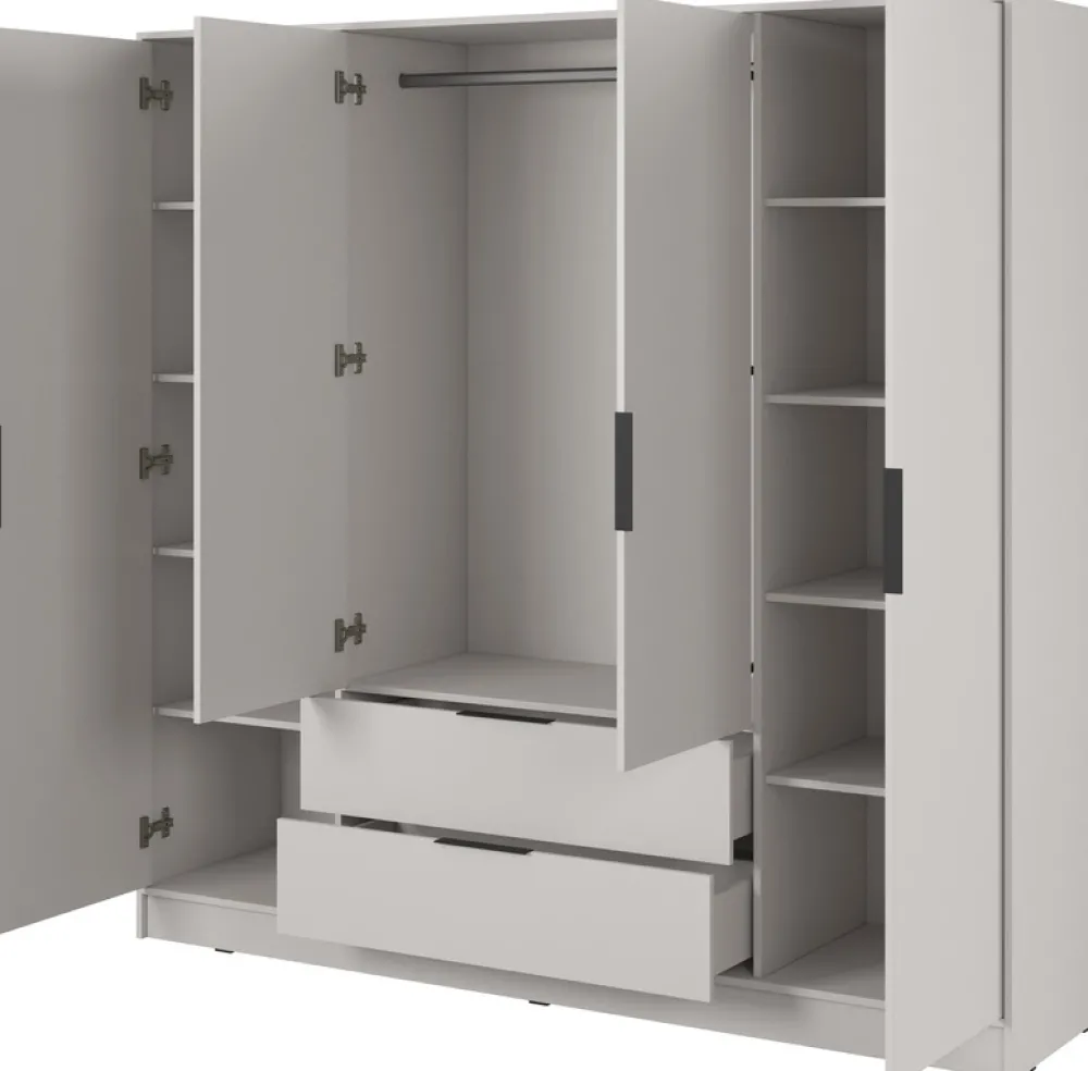 Meble Młodzieżowe|Zestawy Mebli Do Przedpokoju>PIASKI Szafa uchylna z półkami i drążkiem 206 cm KAMIS kaszmir