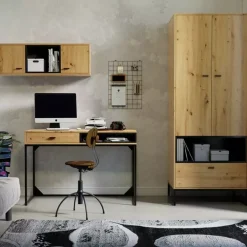 Zestawy Mebli Młodzieżowych|Szafy Dwudrzwiowe></noscript>GiB Meble Szafa w stylu industrialnym 80 cm dąb artisan OLI