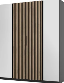 Szafy Młodzieżowe|Szafy Otwierane>Lempert Szafa w stylu loftowym z lustrem do sypialni 200 cm KARAT czarny