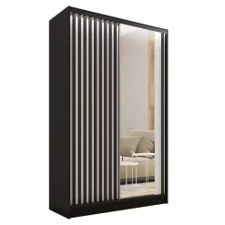 Zestawy Mebli Do Przedpokoju|Szafy Trzydrzwiowe>BROMARKT Szafa z drzwiami lamelowymi i lustrem 120 cm LAMEL 3D