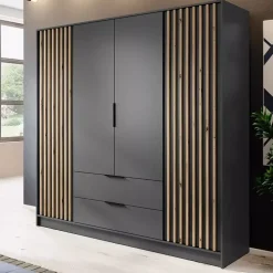 Meble Młodzieżowe|Szafy Do Przedpokoju></noscript>PIASKI Szafa z lamelami 206 cm KELLY