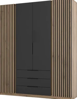 Szafy Młodzieżowe|Szafy Otwierane>Lempert Szafa z lamelami do sypialni 200 cm KARAT dąb evoke