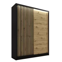 Zestawy Mebli Do Przedpokoju|Szafy Trzydrzwiowe>BROMARKT Szafa z lamelami na drzwiach dąb artisan 150 cm LAMEL 3D