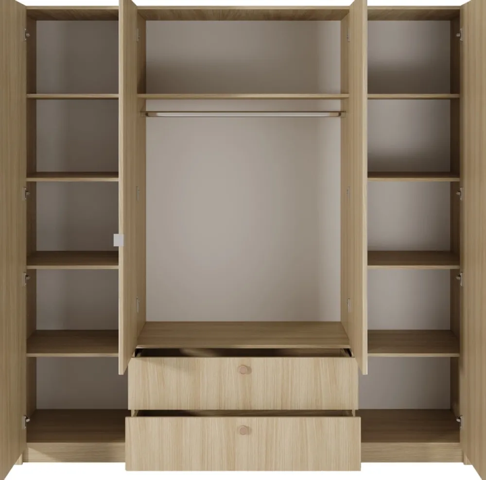 Meble Młodzieżowe|Zestawy Mebli Do Sypialni>LASKI Szafa z lustrem 213 cm do sypialni VELMO z szufladami dąb barista