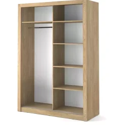 Szafy Przesuwne>lenart. Szafa z lustrem 150 cm drzwi przesuwne półki drążek ARTI dąb shetland