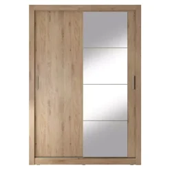 Szafy Przesuwne></noscript>lenart. Szafa z lustrem 150 cm drzwi przesuwne półki drążek ARTI dąb shetland