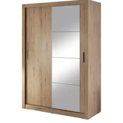 Zestawy Mebli Do Sypialni|Szafy Dwudrzwiowe>lenart. Szafa z lustrem 150 cm drzwi przesuwne półki drążek ARTI dąb shetland