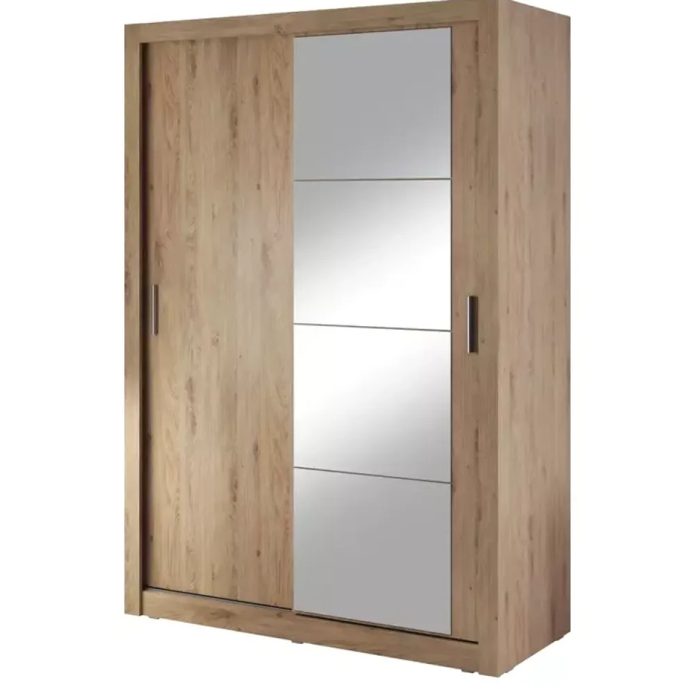 Zestawy Mebli Do Sypialni|Szafy Dwudrzwiowe>lenart. Szafa z lustrem 150 cm drzwi przesuwne półki drążek ARTI dąb shetland
