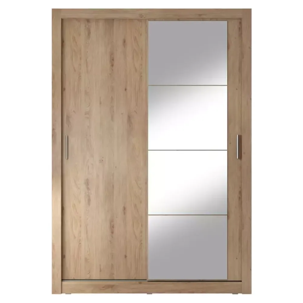 Zestawy Mebli Do Sypialni|Szafy Dwudrzwiowe>lenart. Szafa z lustrem 150 cm drzwi przesuwne półki drążek ARTI dąb shetland