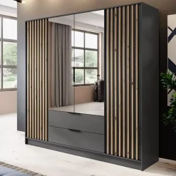 Zestawy Mebli Do Przedpokoju|Szafy Do Przedpokoju></noscript>PIASKI Szafa z lustrem 206 cm KELLY