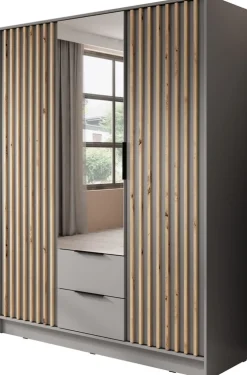 Meble Młodzieżowe|Zestawy Mebli Do Przedpokoju>PIASKI Szafa z lustrem 155 cm KELLY