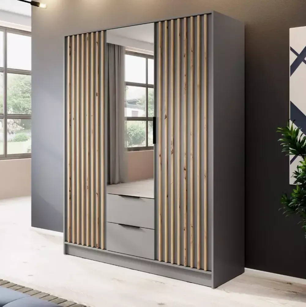 Meble Młodzieżowe|Zestawy Mebli Do Przedpokoju>PIASKI Szafa z lustrem 155 cm KELLY