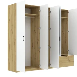 Szafy Otwierane|Szafy Z Lustrem>INTER MEBLE Szafa z lustrem 225cm na ubrania do sypialni ARLENE dąb artisan