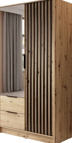 Meble Młodzieżowe|Zestawy Mebli Do Przedpokoju>PIASKI Szafa z lustrem dąb artisan KELLY