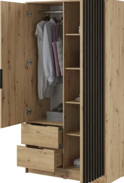 Meble Młodzieżowe|Zestawy Mebli Do Przedpokoju>PIASKI Szafa z lustrem dąb artisan KELLY