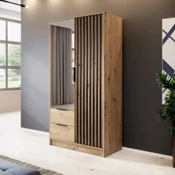 Meble Młodzieżowe|Zestawy Mebli Do Przedpokoju></noscript>PIASKI Szafa z lustrem dąb artisan KELLY